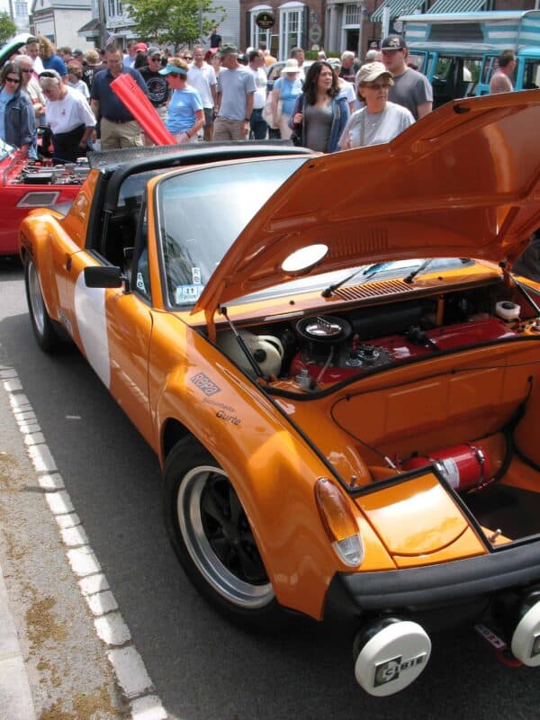 Germans on Cape Cod - an orange classic car