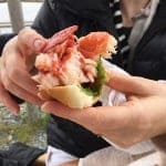 picture of someone holding a lobster roll