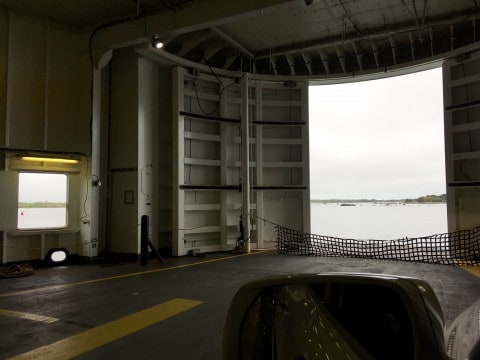 View from inside the ferry where cars are transported when going to Martha's Vineyard