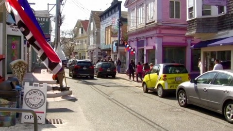 Commercial Street in Provincetown is filled with color stores and buildings