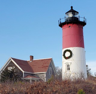 Lighthouse with wreath