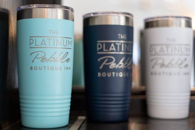 there Platinum Pebble reusable coffee mugs